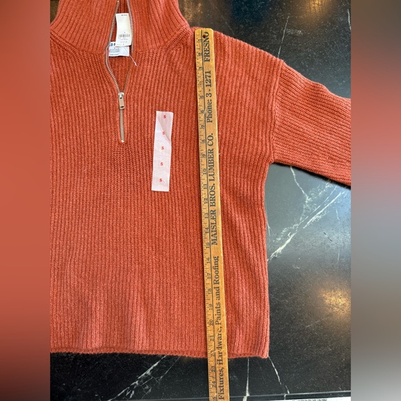 Old Navy SMALL Cozy Orange Half Zip Knit Sweater Pullover High Neck - Picture 6 of 8